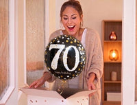 70 Jaar Ballon Zwart/Zilver/Goud - Gevuld Met Helium - 46 cm - Ballonnenshop.nl