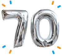 70 Jaar Cijfer Ballonnen Zilver - Gevuld Met Helium - 66 cm - Ballonnenshop.nl
