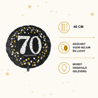 70 Jaar Folie Ballon Zwart/Zilver/Goud - 46 cm - Ballonnenshop.nl