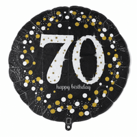 70 Jaar Folie Ballon Zwart/Zilver/Goud - 46 cm - Ballonnenshop.nl