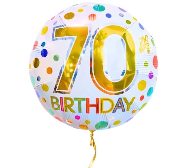70 Jaar Helium Ballon Stippen - Gevuld Met Helium - 46 cm - Ballonnenshop.nl