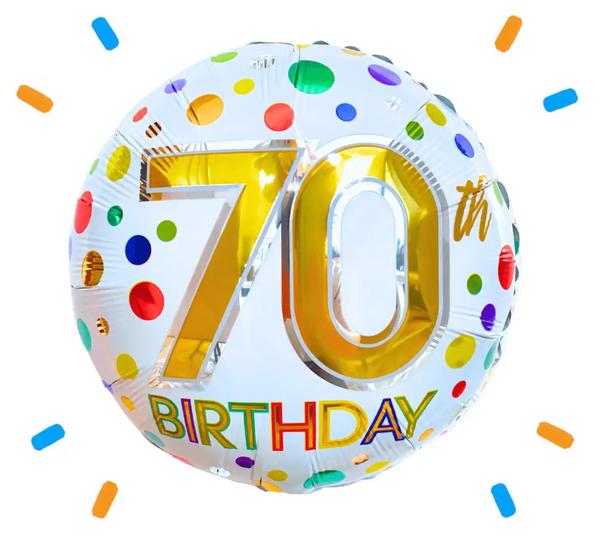 70 Jaar Helium Ballon Stippen - Gevuld Met Helium - 46 cm - Ballonnenshop.nl