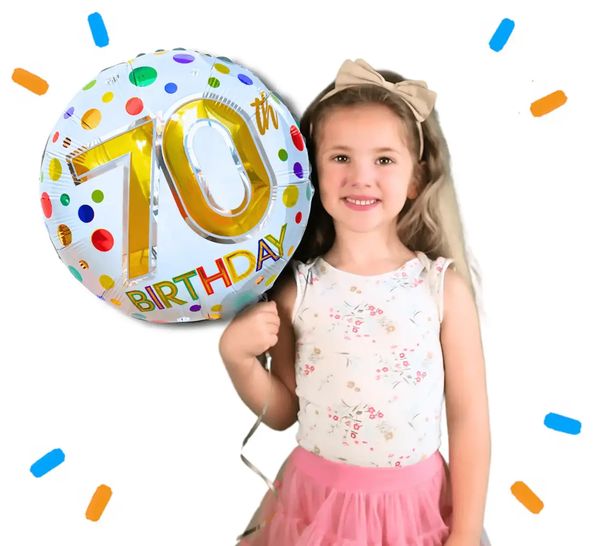 70 Jaar Helium Ballon Stippen - Gevuld Met Helium - 46 cm - Ballonnenshop.nl