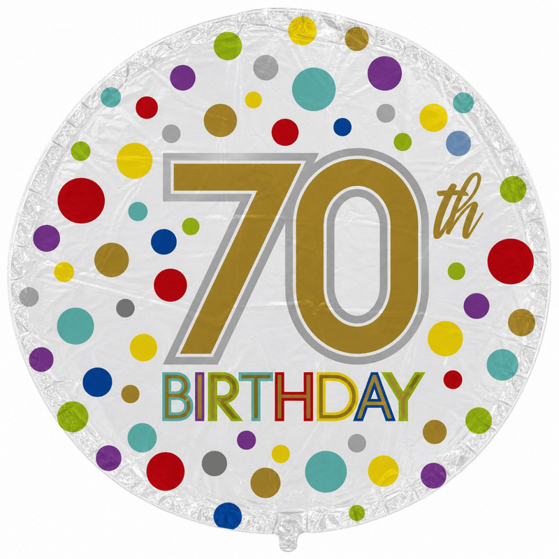 70th Birthday Gekleurd Folie Ballon - 45 cm - Ballonnenshop.nl