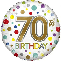 70th Birthday Gekleurd Folie Ballon - 45 cm - Ballonnenshop.nl
