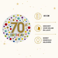 70th Birthday Gekleurd Folie Ballon - 45 cm - Ballonnenshop.nl