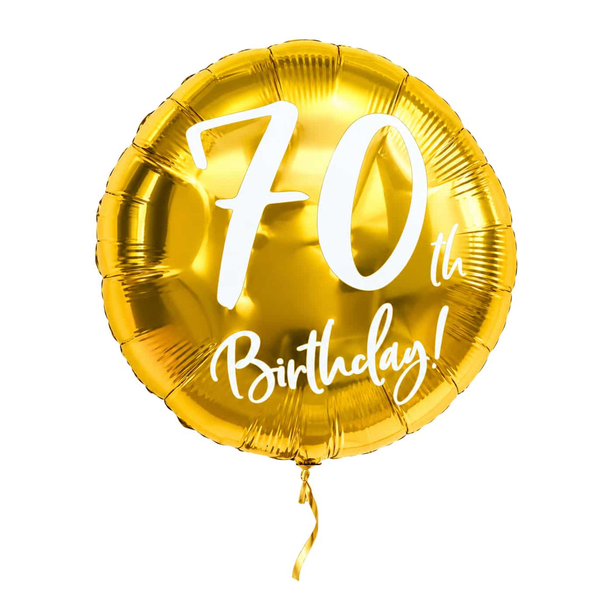 70th Birthday Helium Ballon Goud – met helium gevuld, met gouden lint