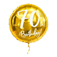 70th Birthday Helium Ballon Goud – met helium gevuld, met gouden lint