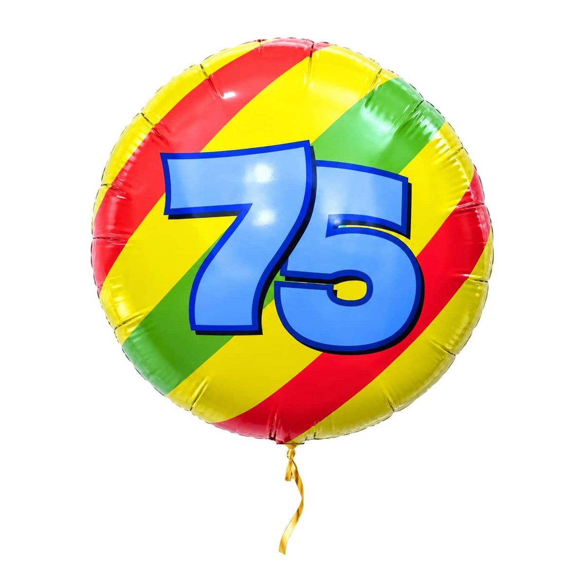 75 Jaar Helium Ballon – met helium gevuld, met gouden lint