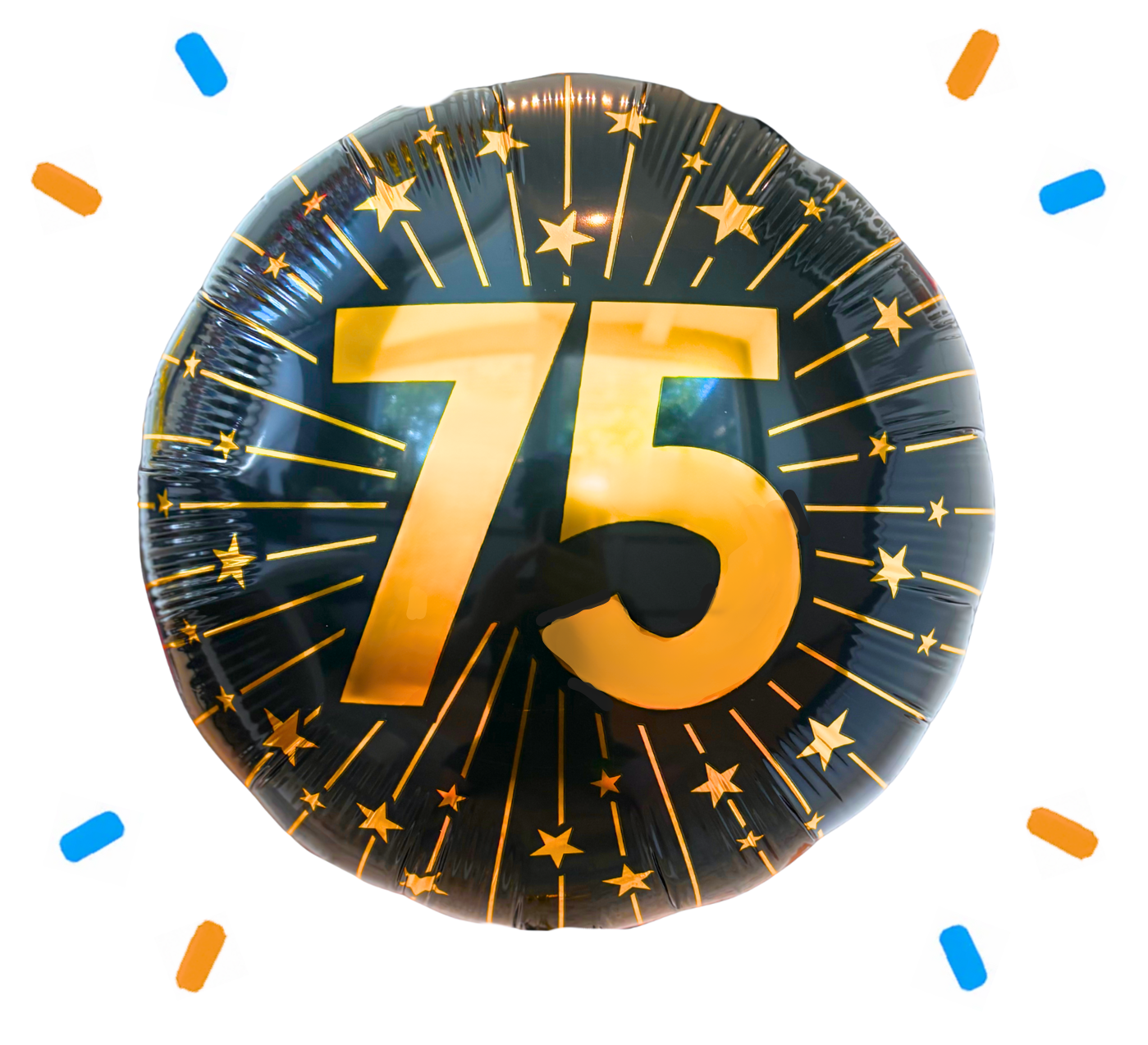 75 Jaar Goud/Zwart Helium Ballon - Gevuld Met Helium - 46 cm