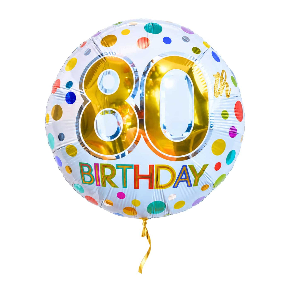 80 Jaar Helium Ballon Stippen – met helium gevuld, met gouden lint