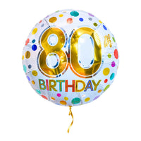 80 Jaar Helium Ballon Stippen – met helium gevuld, met gouden lint
