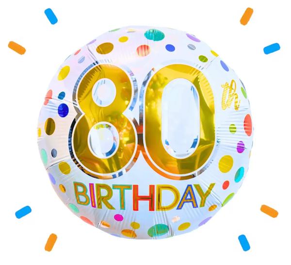 80 Jaar Helium Ballon Stippen - Gevuld Met Helium - 46 cm - Ballonnenshop.nl