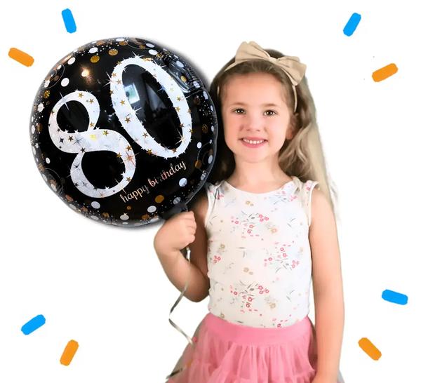 80 Jaar Helium Ballon Zwart/Zilver/Goud - Gevuld Met Helium - 46 cm - Ballonnenshop.nl