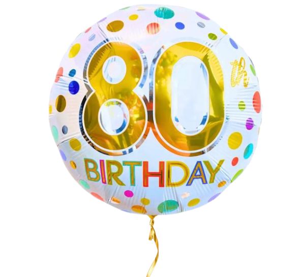 80 Jaar Helium Ballon Stippen - Gevuld Met Helium - 46 cm