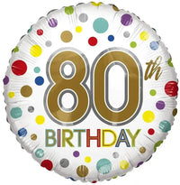 80th Birthday Gekleurd Folie Ballon - 45 cm - Ballonnenshop.nl