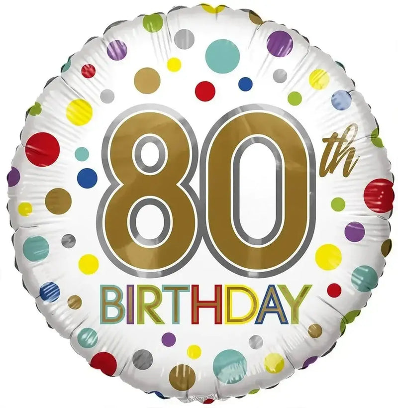 80th Birthday Gekleurd Folie Ballon - 45 cm - Ballonnenshop.nl