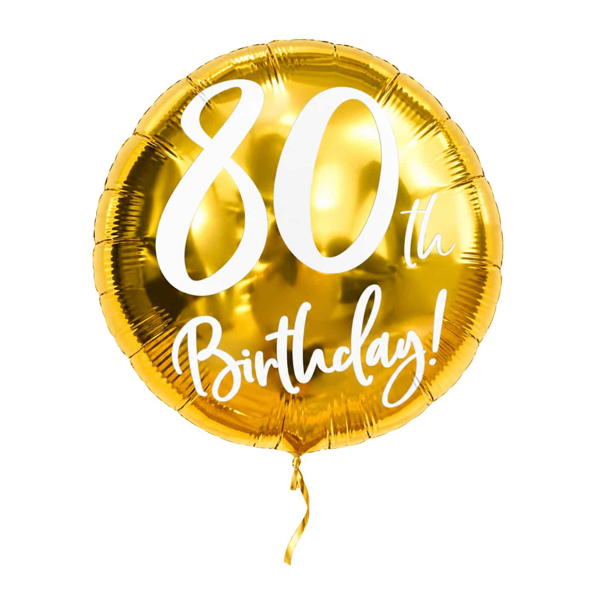80th Birthday Helium Ballon Goud – met helium gevuld, met gouden lint