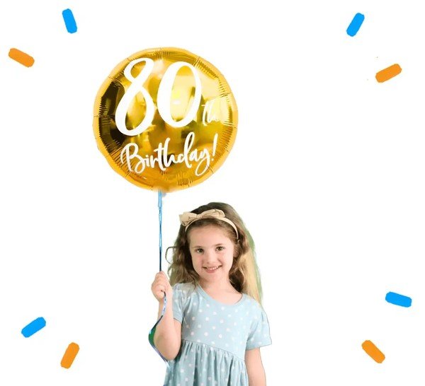 80th Birthday Helium Ballon Goud - Gevuld Met Helium - 45 cm - Ballonnenshop.nl