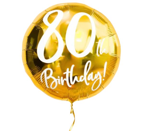 80th Birthday Helium Ballon Goud - Gevuld Met Helium - 45 cm