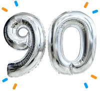 90 Jaar Cijfer Ballonnen Zilver - Gevuld Met Helium - 66 cm - Ballonnenshop.nl