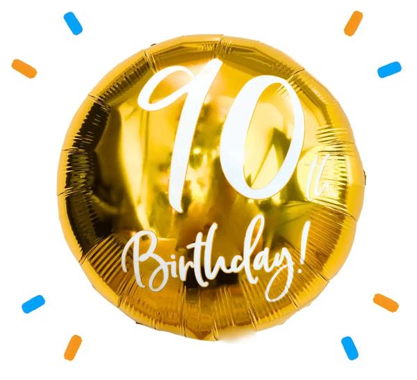 90th Birthday Helium Ballon Goud - Gevuld Met Helium - 45 cm - Ballonnenshop.nl