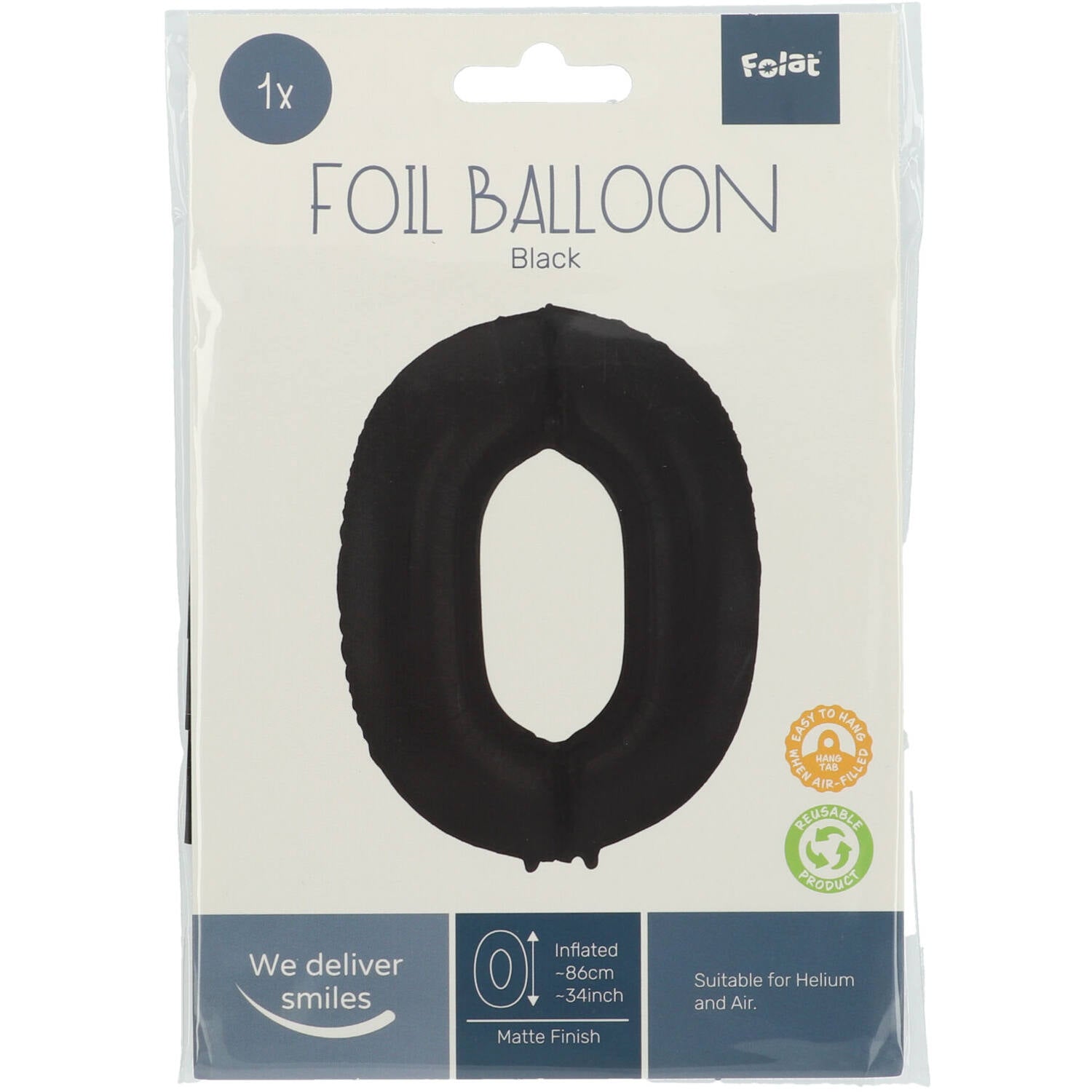 Cijfer Ballon 0 - Zwart - 86 cm