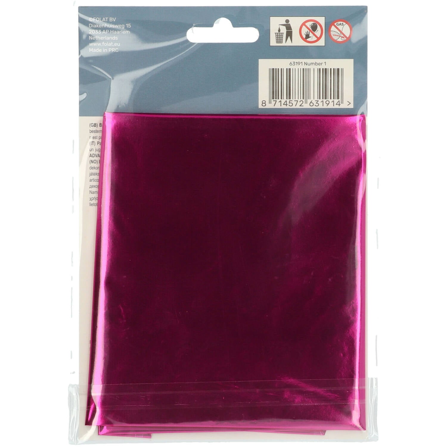 Cijfer Ballon 1 - Roze - 86 cm