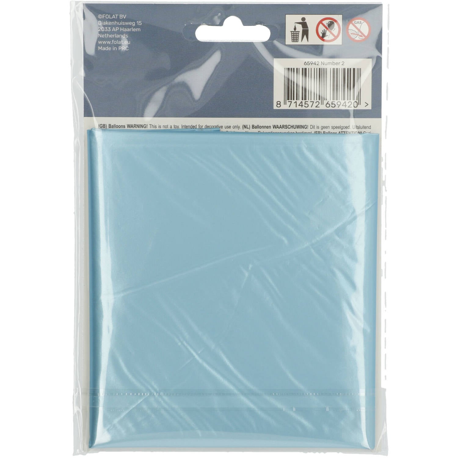 Cijfer Ballon 2 - Pastel Blauw - 86 cm