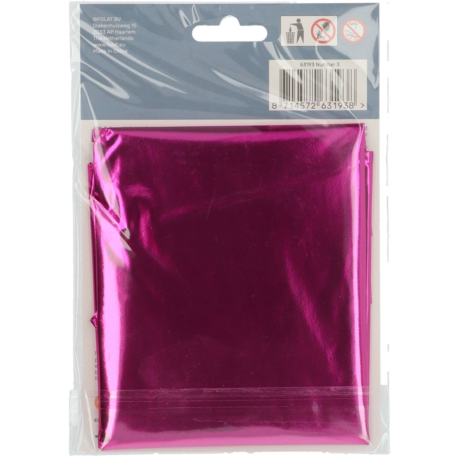 Cijfer Ballon 3 - Roze - 86 cm