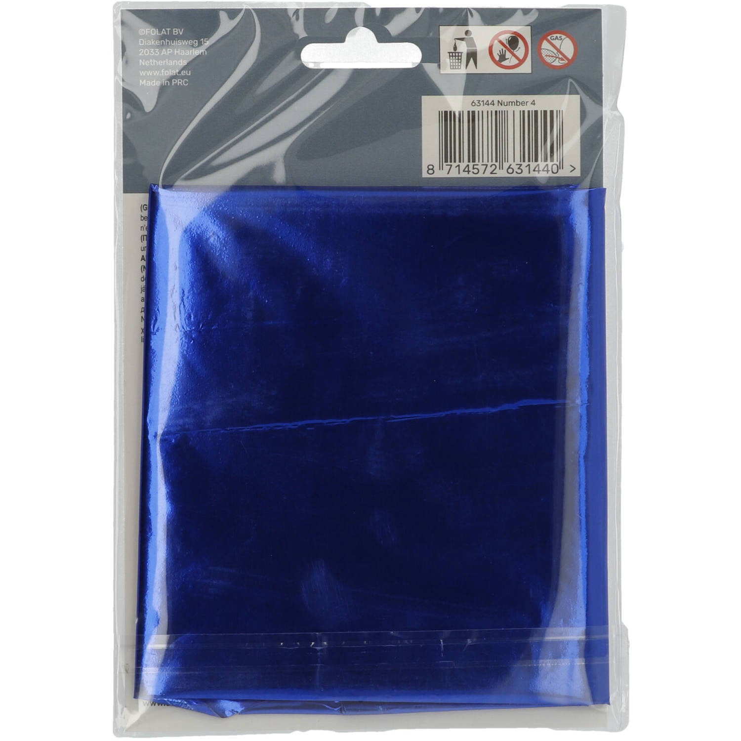Cijfer Ballon 4 - Blauw - 86 cm