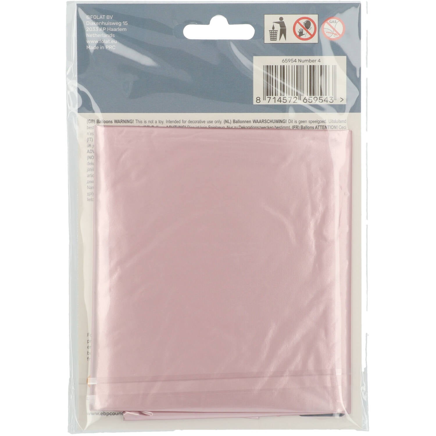 Cijfer Ballon 4 - Pastel Roze - 86 cm