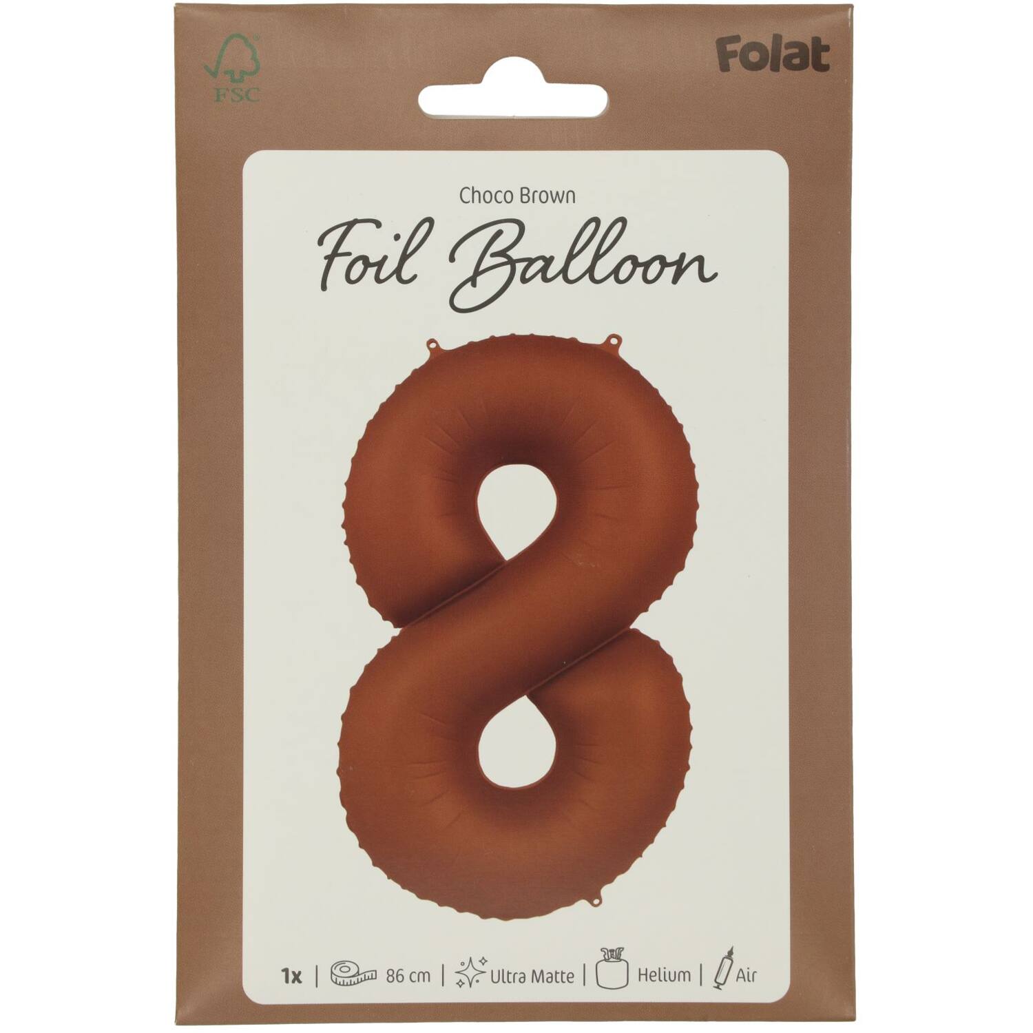 Cijfer Ballon 8 - Bruin - 86 cm