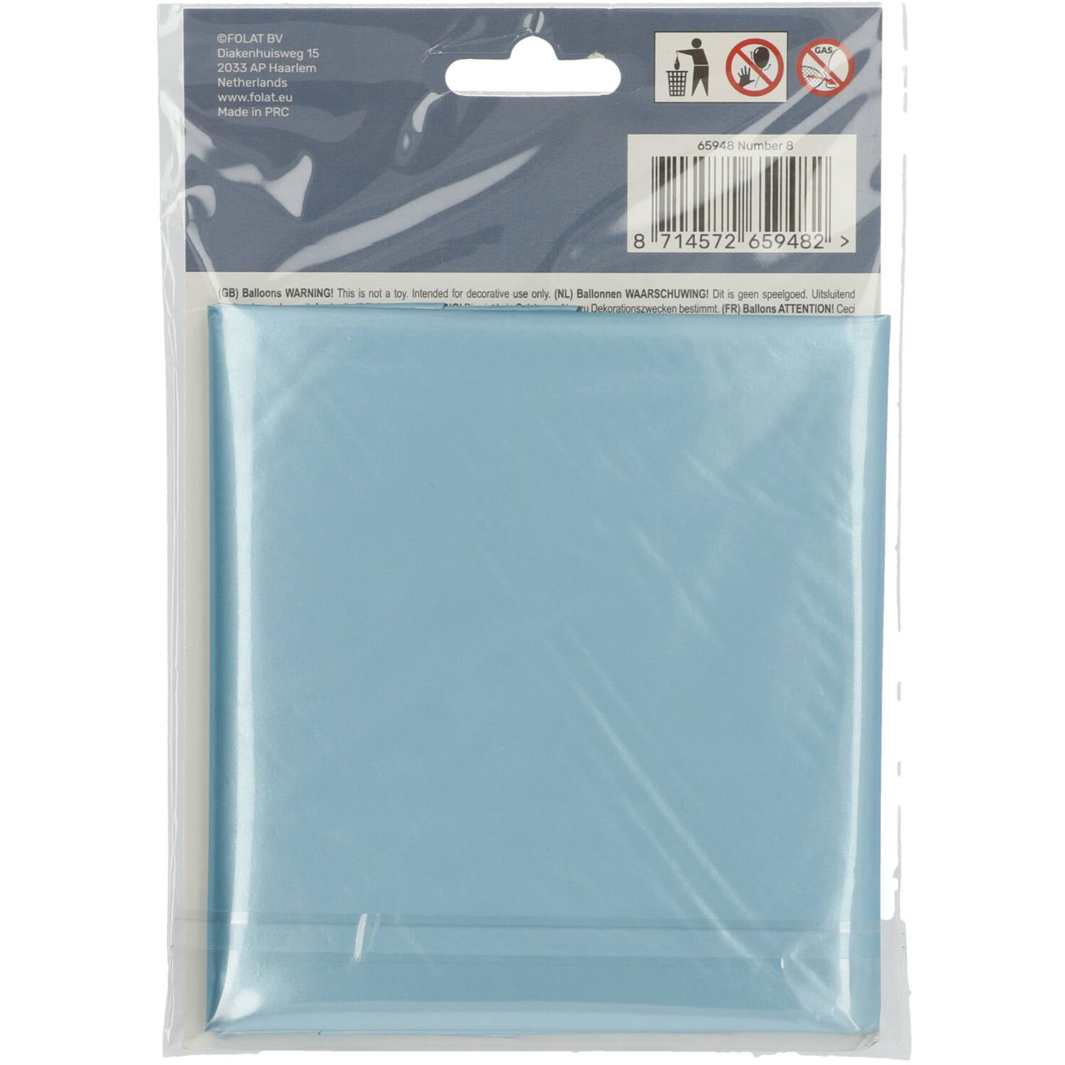 Cijfer Ballon 8 - Pastel Blauw - 86 cm