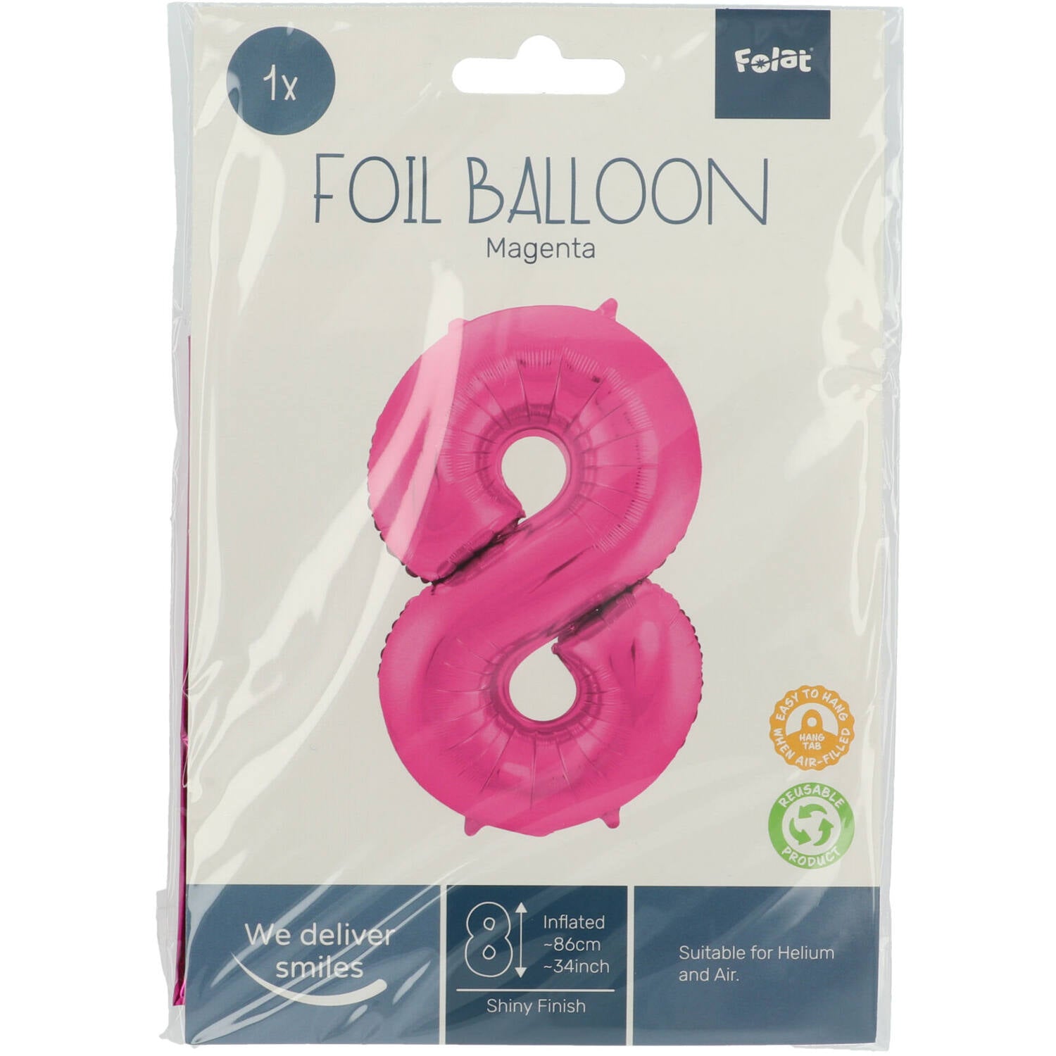 Cijfer Ballon 8 - Roze - 86 cm
