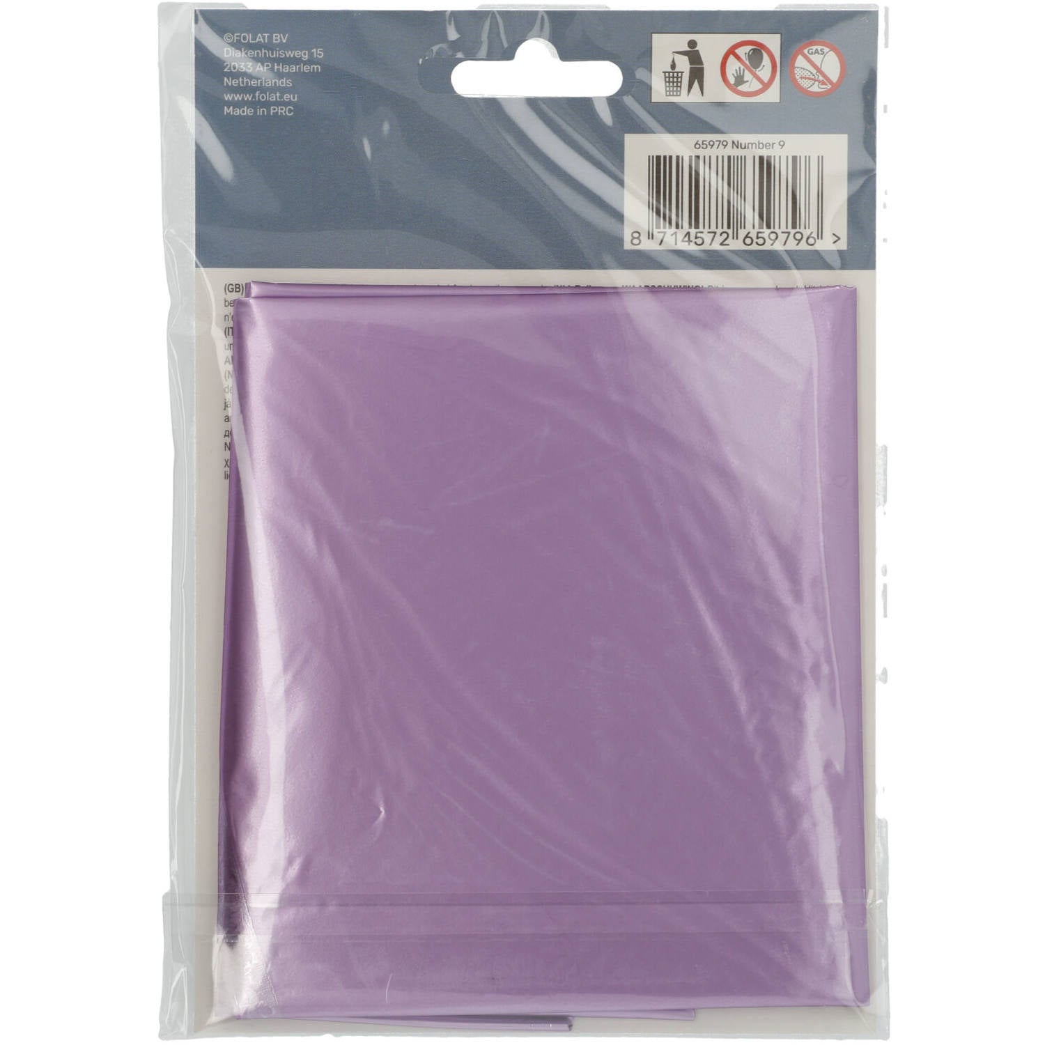 Cijfer Ballon 9 - Paars - 86 cm