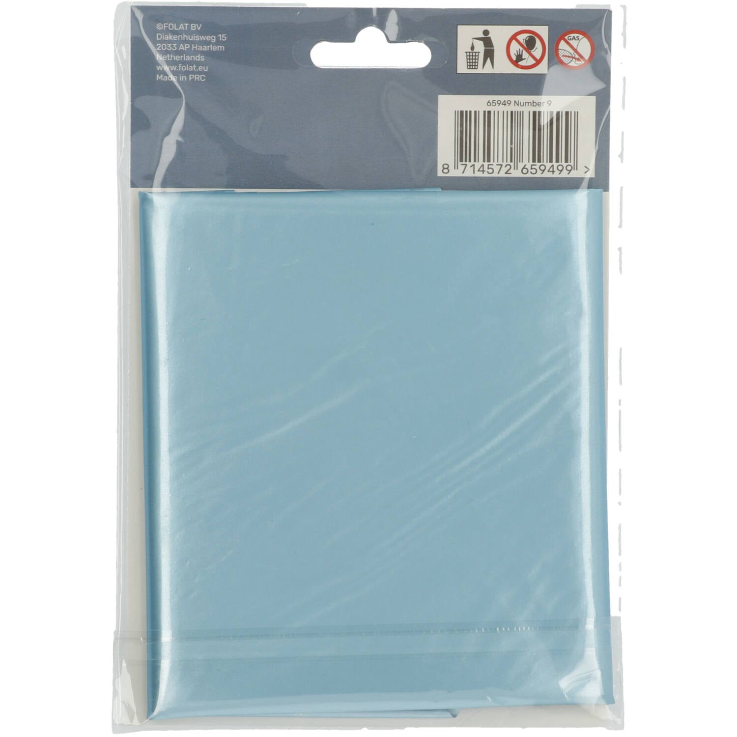 Cijfer Ballon 9 - Pastel Blauw - 86 cm