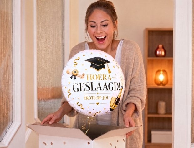 Hoera Geslaagd Champagne Ballon - Gevuld Met Helium - 46 cm
