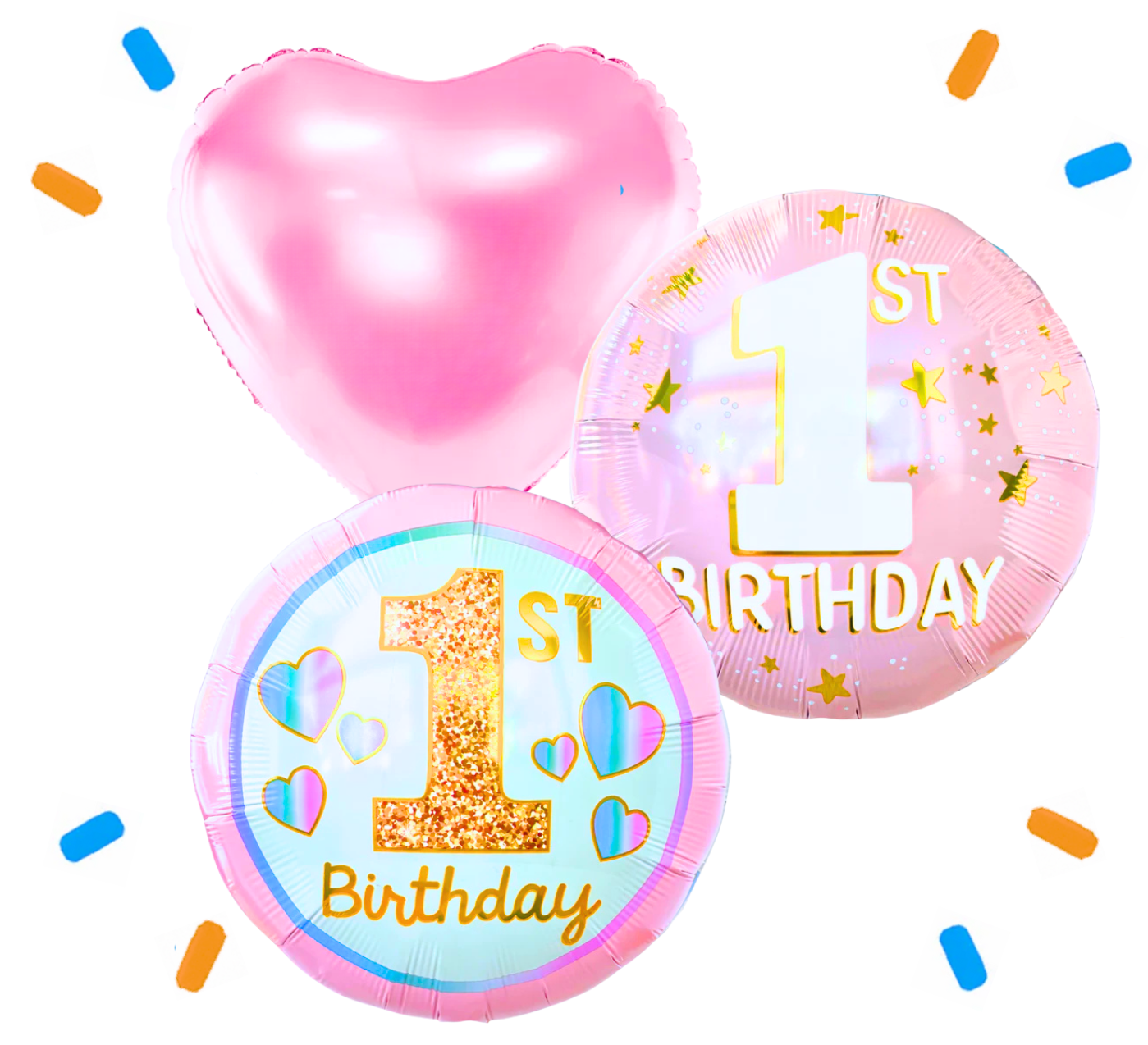 1 Jaar Trosje Roze - Gevuld Met Helium - 46 cm