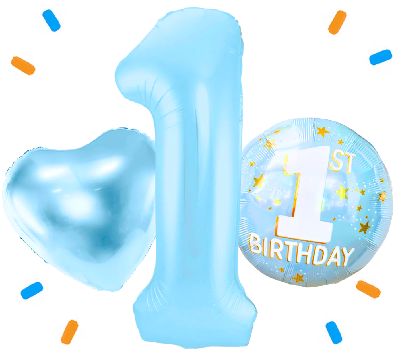 1 Jaar XL Trosje Blauw - Gevuld Met Helium - 86 cm