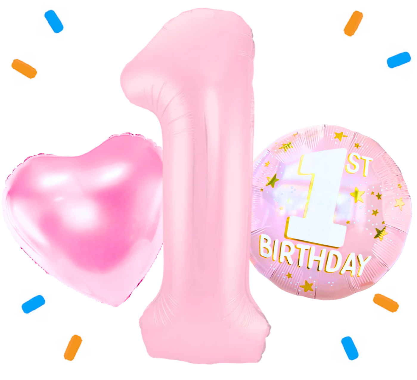 1 Jaar XL Trosje Roze - Gevuld Met Helium - 86 cm