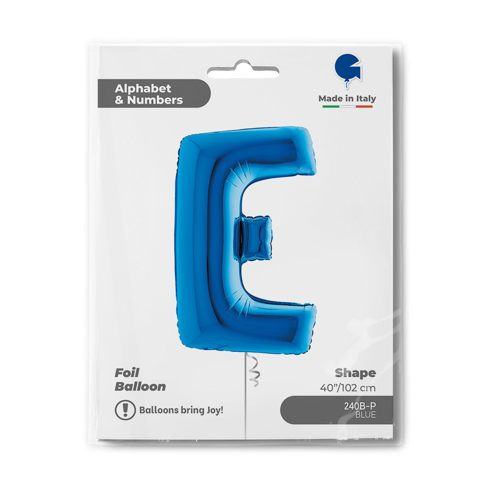Letter Ballon E Blauw - 102 cm