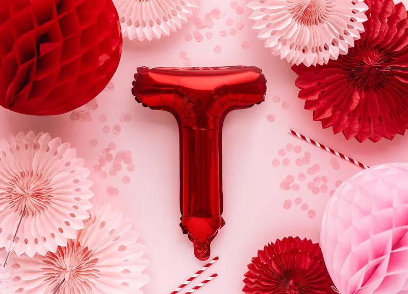 Letter Ballon T Rood - 35 cm