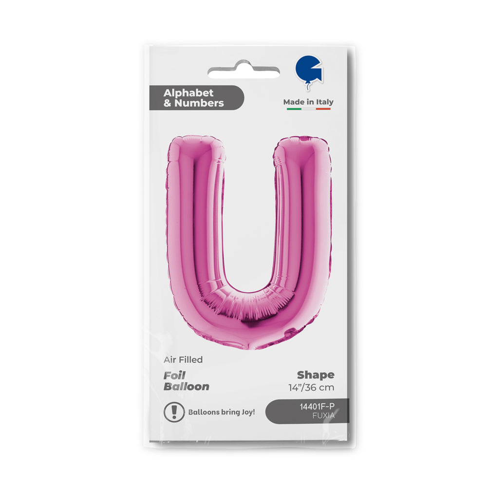 Letter Ballon U Roze - 35 cm