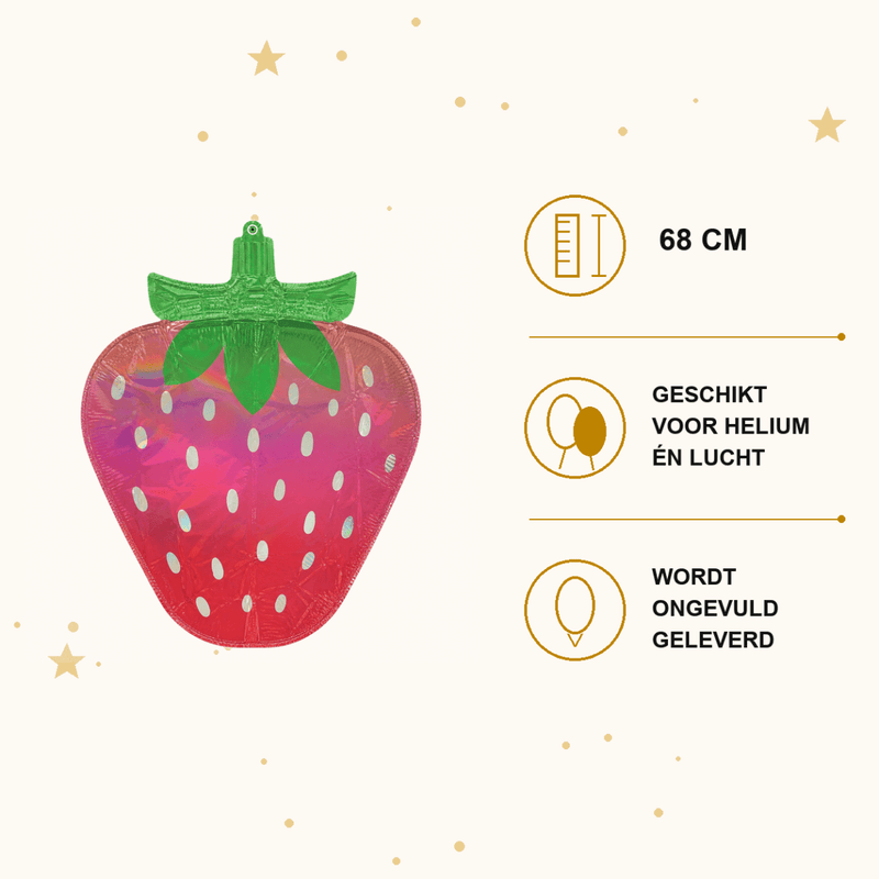 Aardbei Holographic Iridescent Folie Ballon - 68 cm - Ballonnenshop.nl