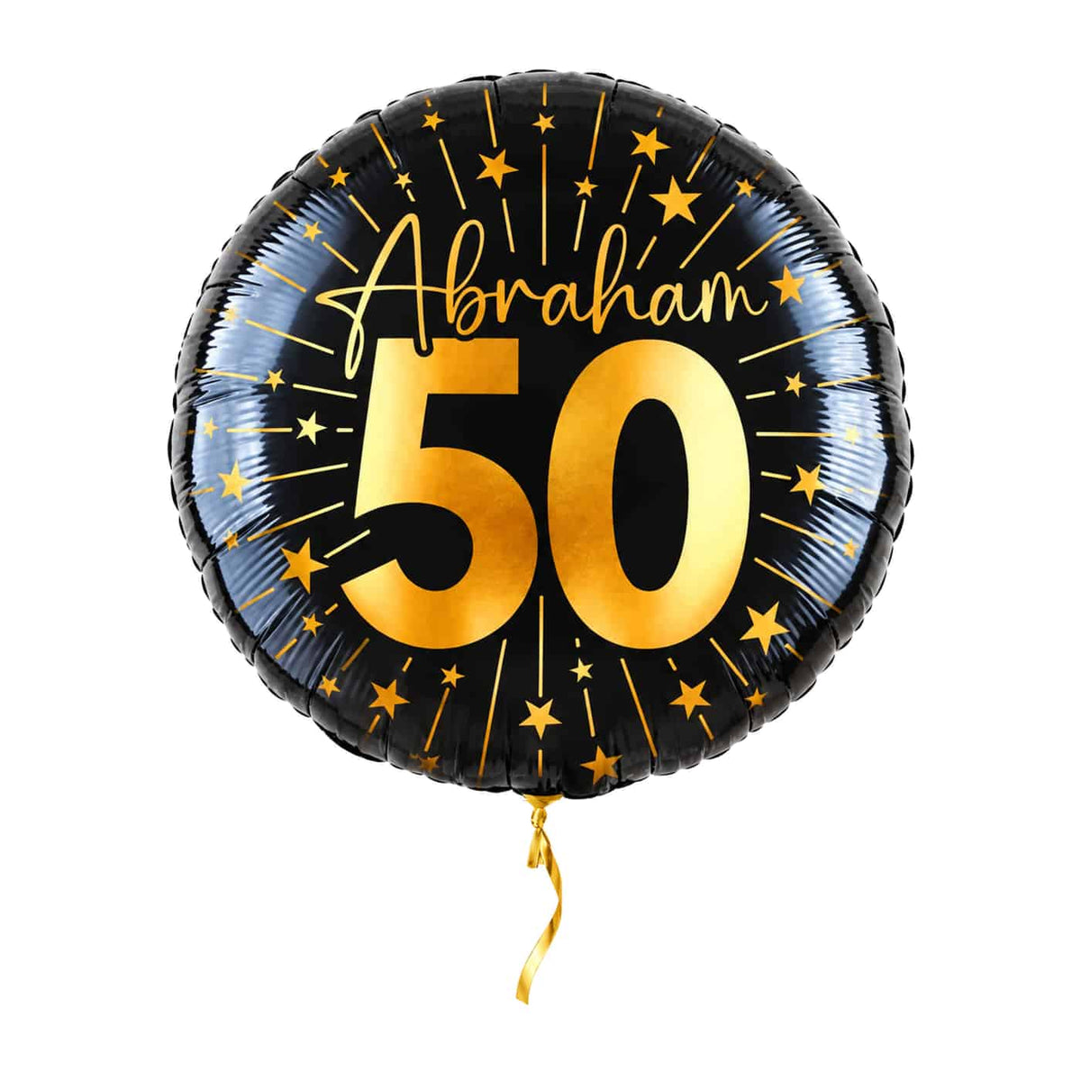 Abraham 50 Jaar Helium Ballon – met helium gevuld, met gouden lint