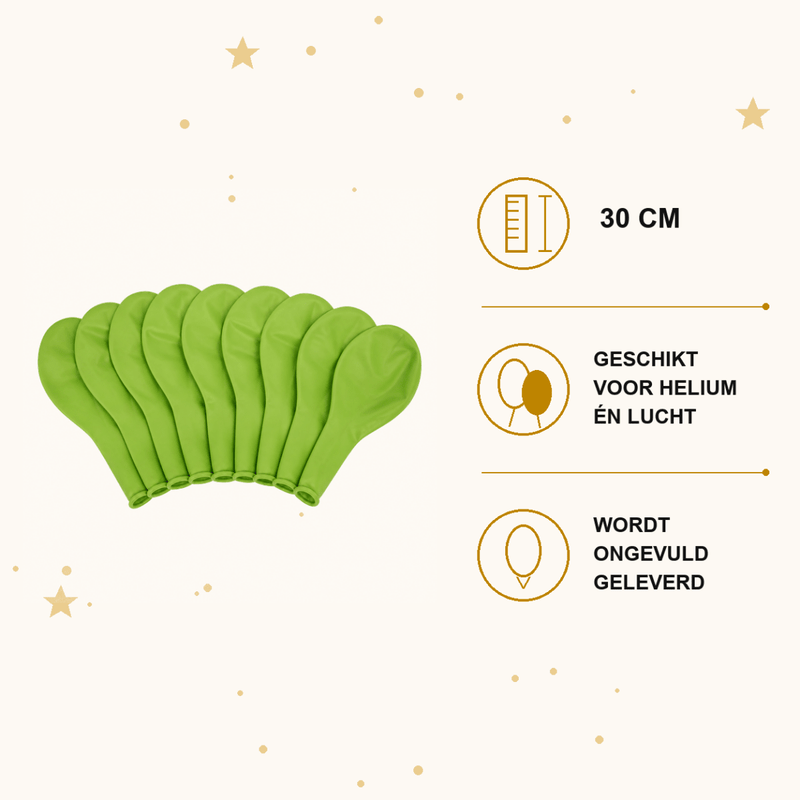 Appel Groene Ballonnen 10 Stuks 30 cm - Ballonnenshop.nl