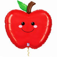 Appel Helium Ballon met dun metallic gouden lint op witte achtergrond – Ballonnenshop.nl