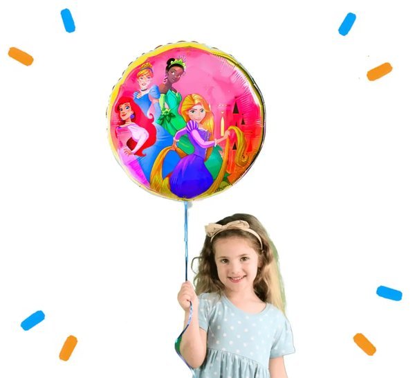 Ariel, Assepoester, Tiana & Rapunzel Disney Prinsessen Helium Ballon - Gevuld Met Helium - 46 cm - Ballonnenshop.nl