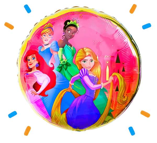 Ariel, Assepoester, Tiana & Rapunzel Disney Prinsessen Helium Ballon - Gevuld Met Helium - 46 cm - Ballonnenshop.nl